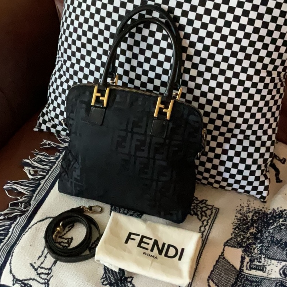Fendi Black Monogram FF Zucca Dome Bag